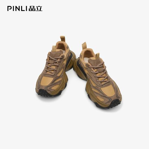 PINLI品立2025夏季新款男士低帮鞋反绒皮休闲运动厚底透气老爹鞋D252121034 商品图0