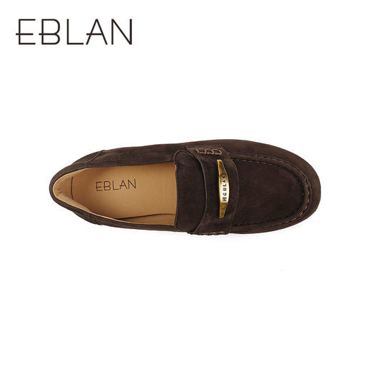 伊伴秋季细腻羊绒鞋面浓郁咖啡色复古感单鞋B25462821 商品图2