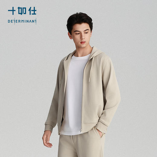 针织远红外谷波肌理拉链帽衫外套-LH01-04 商品图4