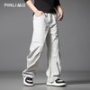 PINLI品立2025秋季新款雪花褶皱宽松工装裤男士潮牌休闲直筒长裤GD253117023 商品缩略图0