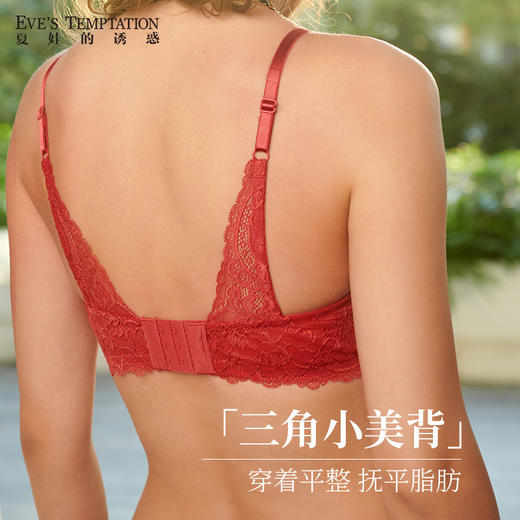 夏娃的诱惑内衣女揽秋河2025年新款上托大胸显小性感蕾丝薄款文胸 商品图4