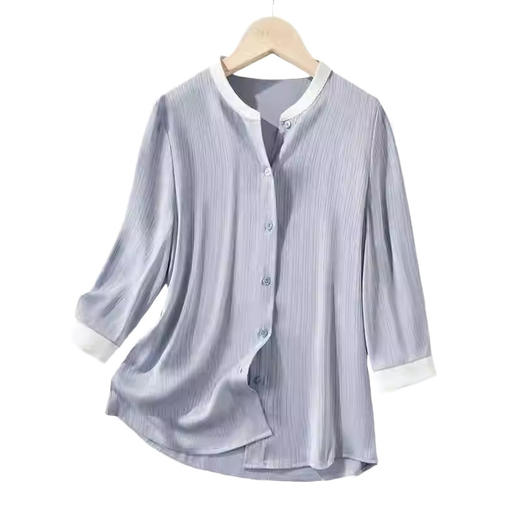 A34992025夏季新款复古民族风棉麻文艺宽松轻薄休闲立领长袖衬衫上衣女 商品图4