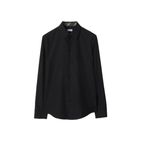 【二】BURBERRY 巴宝莉 男士马术骑士徽标修身版型棉质长袖衬衫 黑色 8103937 A1189