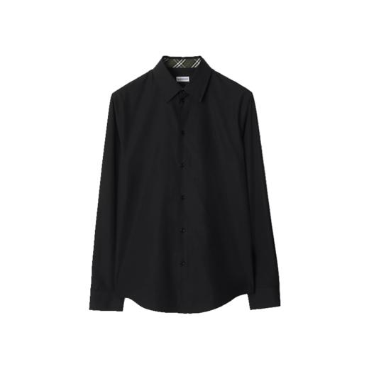 【二】BURBERRY 巴宝莉 男士马术骑士徽标修身版型棉质长袖衬衫 黑色 8103937 A1189 商品图0