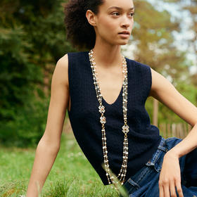 北京仓｜Goossens Paris-Trefle-天然水晶 石榴石 长项链（毛衣链）［法国设计师］