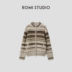 ROMI STUDIO“秋日氛围 ”羊毛混纺复古色纹宽松毛织外套RWCAS65338 