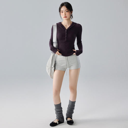 跃牌【禅语梵心】竹节螺纹帽衫显瘦上衣外穿健身服跑步瑜伽长袖显瘦亨利运动TCX5568 商品图4