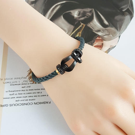 【95新】Fred斐登force 10系列大号全黑色钛金半钻force 10马蹄扣手链17号链绳中性款现售价：9500！050825TJ01 商品图6