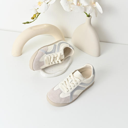 经典鲨2025秋专柜款牛皮革时尚拼色系带潮流休闲鞋阿甘鞋女KW313-537091 商品图2