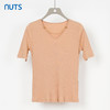 NUTS商场同款V领夏款纯色时尚气质百搭中袖T恤女231022076B 商品缩略图2