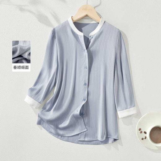 A34992025夏季新款复古民族风棉麻文艺宽松轻薄休闲立领长袖衬衫上衣女 商品图0