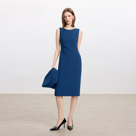 IWY/气质干练无袖连衣裙女高级感蓝色通勤西装内搭职业裙工作服Q1439 商品图1