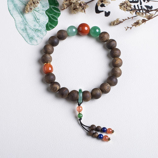 xy0526沉香+南红非洲翠手持手串 商品图0