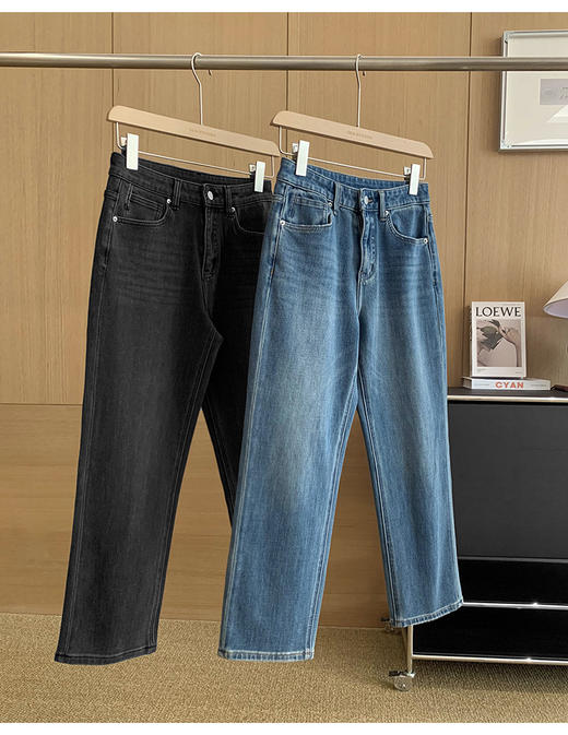 土耳其春秋新款直筒烟管裤四面弹磨砂石洗牛仔裤 商品图14