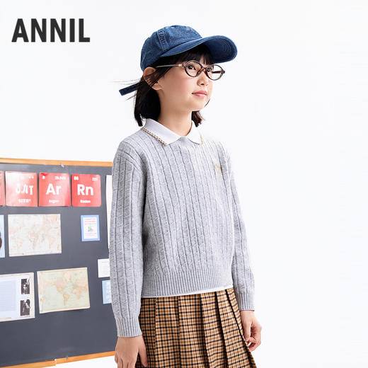 【实体店同款】女童圆领针织衫秋季新款安奈儿童装AG534130 商品图2