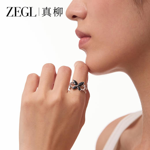 ZEGL暗影蝴蝶戒指女小众设计轻奢开口指环精致个性食指戒可调节 商品图1