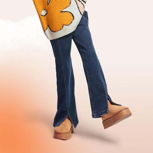 【蓄热加绒牛仔裤】女童全腰牛仔夹裤厚裤子冬季新款安奈儿童装EG546564 商品图2