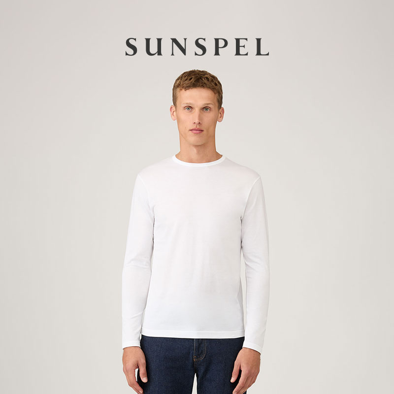 SUNSPEL男士经典款匹马棉圆领长袖T恤秋冬舒适透气