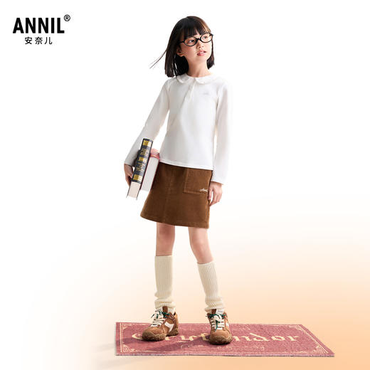 女童翻领长袖针织衫秋季新款安奈儿童装EG531537 商品图1