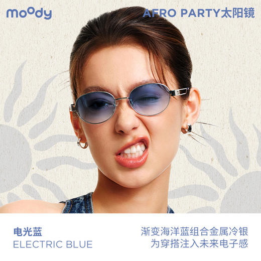 moody Afro Party墨镜防紫外线金属椭圆框复古波嬉太阳镜 BOUNCE起伏 商品图2