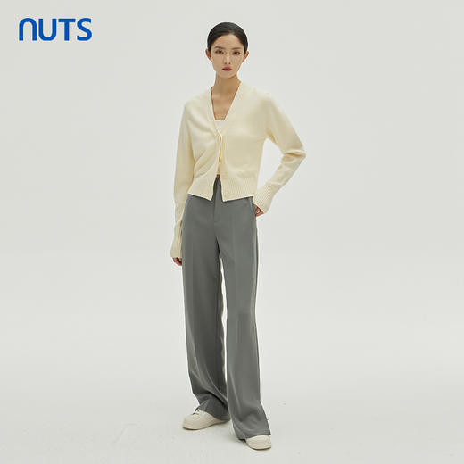 NUTS商场同款春秋季米色简约气质V领百搭毛织短外套女333052246 商品图4