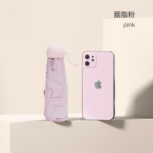 红叶 五折胶囊伞防晒防雨超轻黑胶伞 3535 商品图5