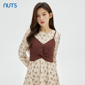 NUTS商场同款春秋季碎花气质时尚宽松长袖连衣裙两件套女331102189