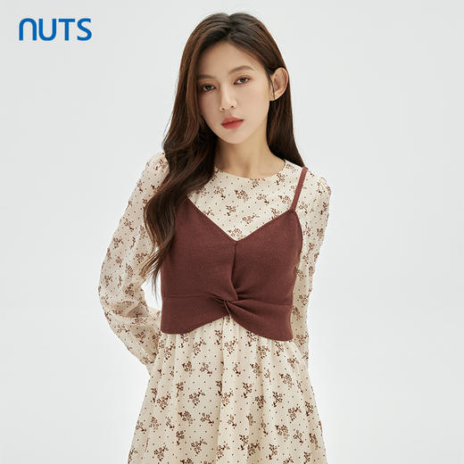 NUTS商场同款春秋季碎花气质时尚宽松长袖连衣裙两件套女331102189 商品图0