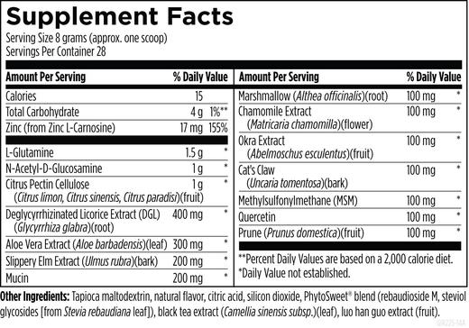 美国DFH 肠道修复粉剂 GI Revive™ #左旋谷氨酰 胺 #N-乙酰-D-氨基葡萄糖、柑橘果胶、去甘草甜素甘草(DGL)芦荟提取物、药蜀葵、秋葵提取物、猫爪草、甲基磺酰基甲烷 商品图1