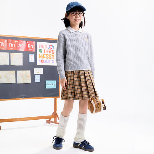 【实体店同款】女童圆领针织衫秋季新款安奈儿童装AG534130 商品图3