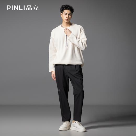 PINLI品立春季新款潮牌半拉链圆领T恤男士百搭长袖休闲打底衫B253111001 商品图1