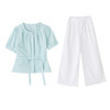 法式清新显瘦百搭圆领泡泡袖衬衫，高腰八分阔腿裤两件套HR-MUZL8027 商品缩略图4