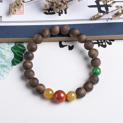 xy0521沉香+南红蜜蜡碧玉手串 商品图3