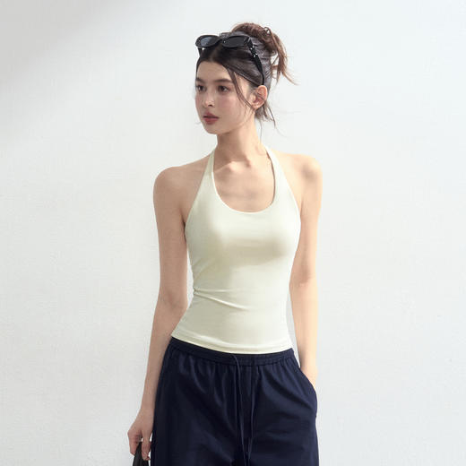 【限时秒】YOGACODE【火树银花系列】挂脖u领瑜伽背心女固定杯裸感舒适美背百搭运动背心DWB125625 商品图1