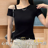 夏季薄款无痕短袖T恤上衣女时尚斜肩一字露肩气质百搭修身显瘦TX0018露肩T恤 商品缩略图3