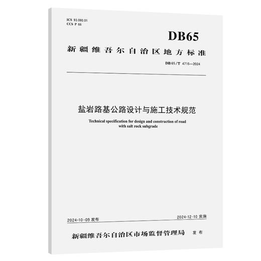 盐岩路基公路设计与施工技术规范（DB65/T 4716—2024） 商品图0