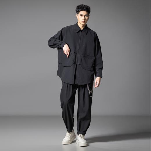 PINLI品立2025秋季新款男暗黑风长袖衬衫大口袋装饰宽松休闲衬衣B253113004 商品图4