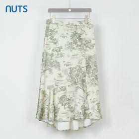 NUTS商场同款春秋季中国风水墨画高腰气质时尚半身长裙女333061207