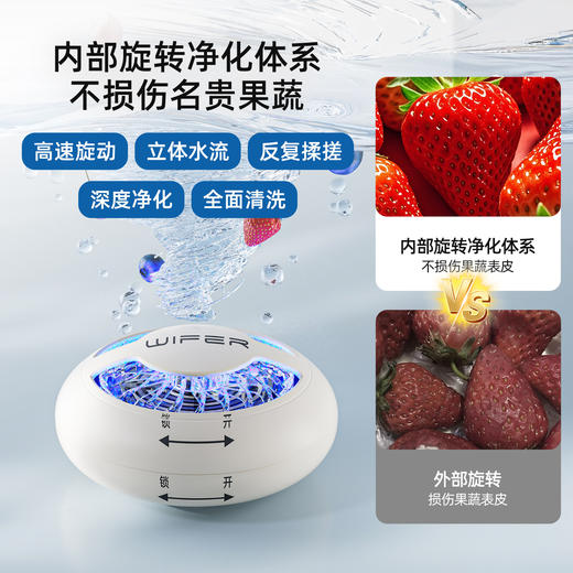【3分钟吃得更安心🍎】全自动旋转果蔬净化器 ，清洗水果肉类多功能无线消毒洗菜机，全自动果蔬净化器🔥农残细菌无处藏，肉类海鲜也能轻松消毒！0耗材0污染，厨房必备神器💡 商品图2
