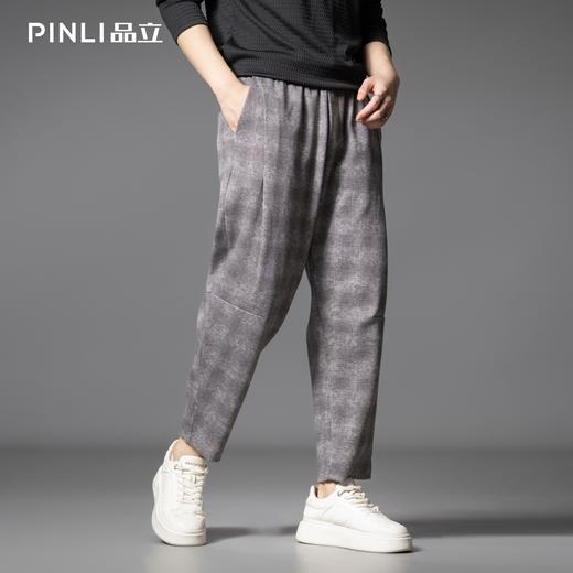 PINLI品立2025秋季新款复古渐变格子九分裤男潮牌百搭宽松休闲裤B253117030 商品图0