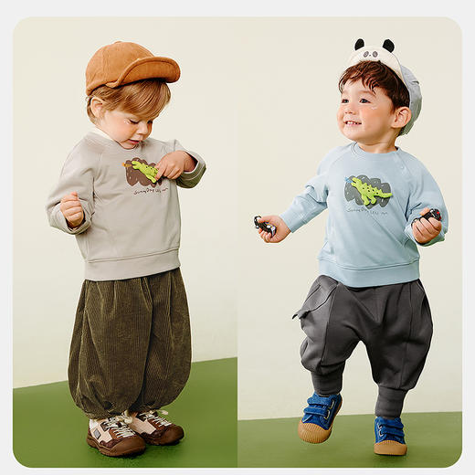 迷你巴拉男童卫衣2025秋新品宝宝恐龙弹力不易变形宽松上衣 商品图2