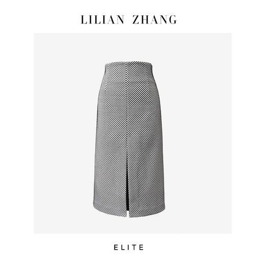E-“定制”—静奢风 ——都市摩登——白底黑点织锦纹包臀中长裙 2503003 商品图0