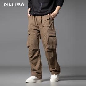 PINLI品立2025秋季新款男户外多口袋工装裤潮牌直筒伞兵休闲长裤GD253117022