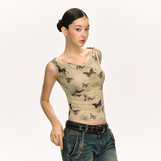 Ariseism美式复古辣妹蝴蝶印花吊带背心女2025夏季新款外穿上衣 商品图0