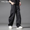 PINLI品立春季新款设计感褶皱直筒工装裤男士户外休闲长裤潮GD253117019 商品缩略图0