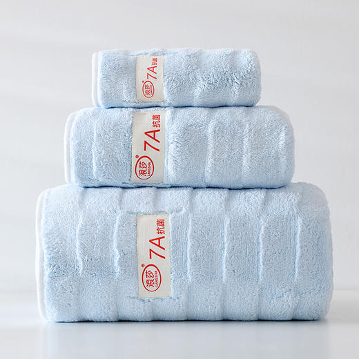 浪莎 加厚7A级抗菌浴巾三件套 浴巾+毛巾+小方巾 柔软舒适 强力吸水 商品图10