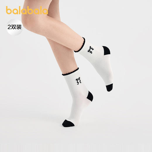 【商场同款】巴拉巴拉女童袜子秋新品儿童提花袜不勒脚甜美两双装 商品图0