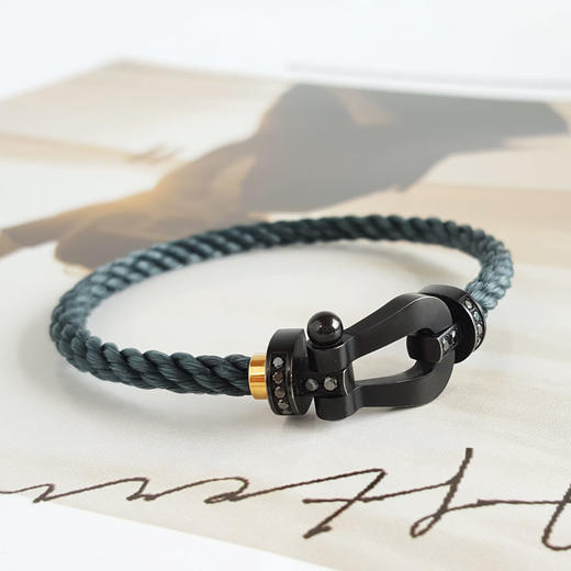 【95新】Fred斐登force 10系列大号全黑色钛金半钻force 10马蹄扣手链17号链绳中性款现售价：9500！050825TJ01 商品图4