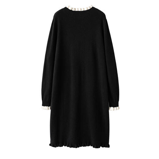 花仙女王 显瘦神器！木耳花边领山羊绒毛衣连衣裙女 商品图4