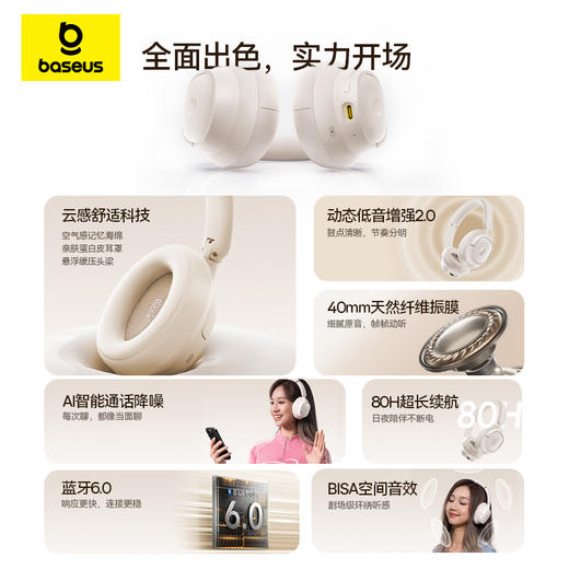 倍思 Bass BH1 头戴式蓝牙耳机 商品图8